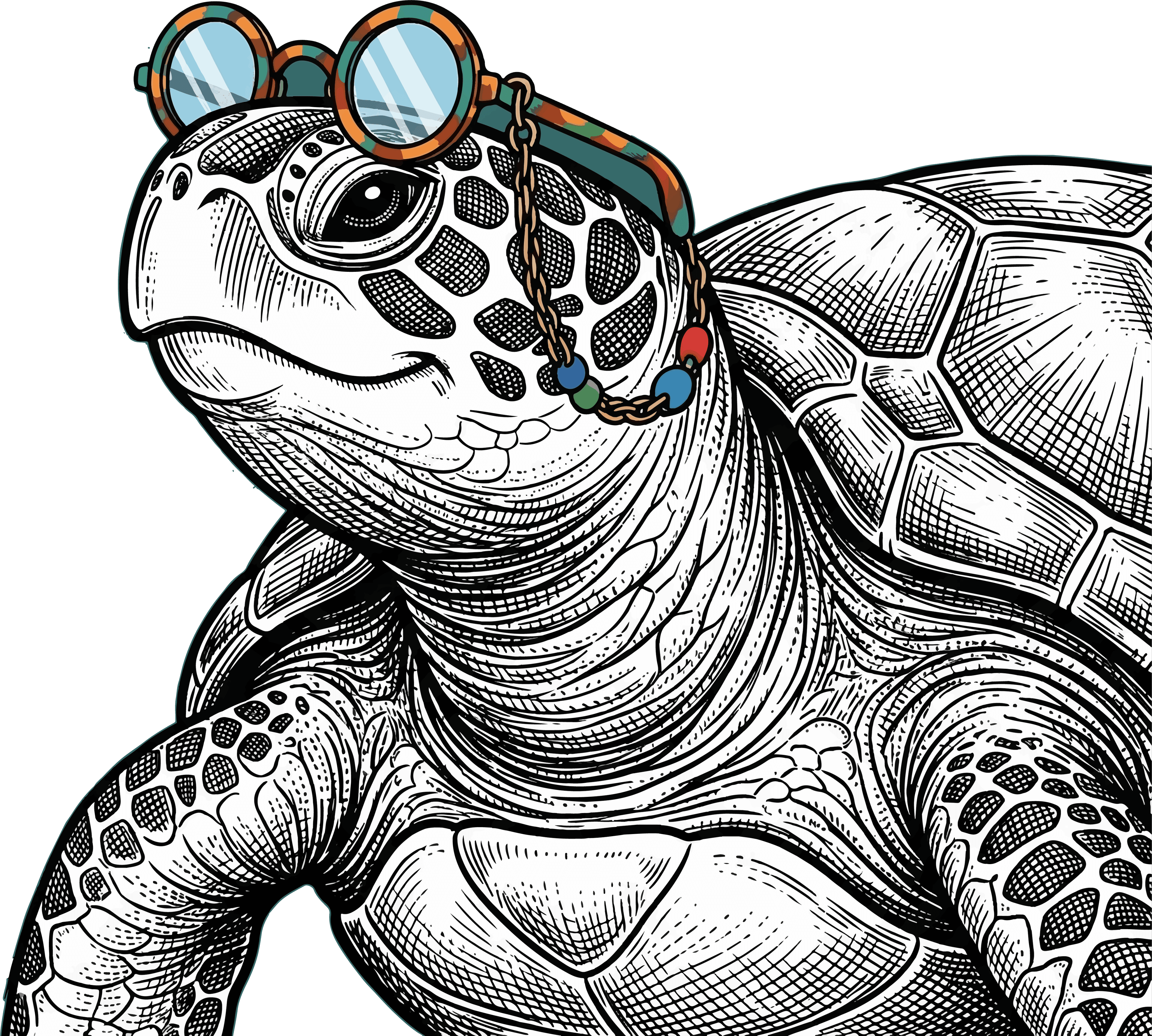 Sea turtle with reading glasses