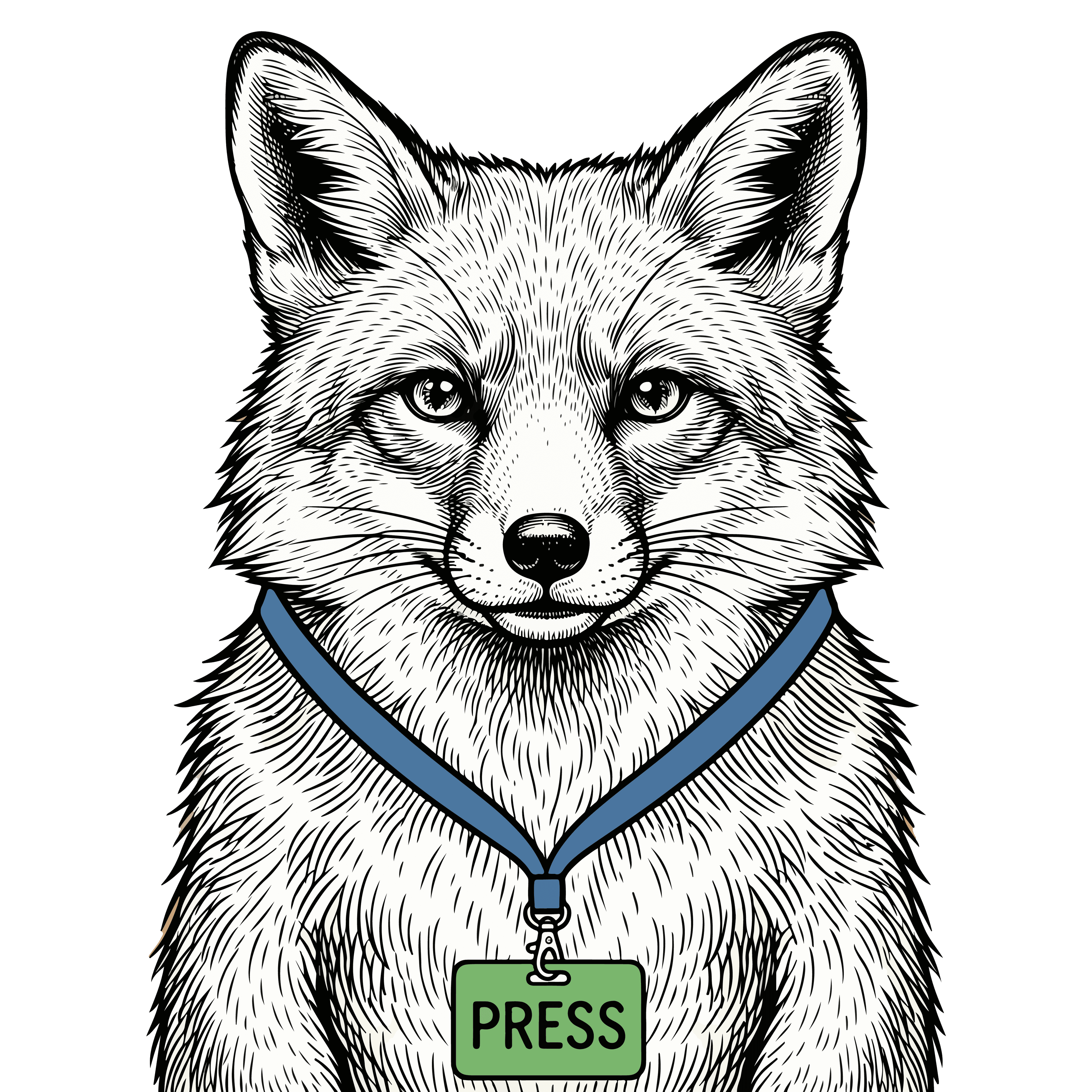 Fox wearing a press badge